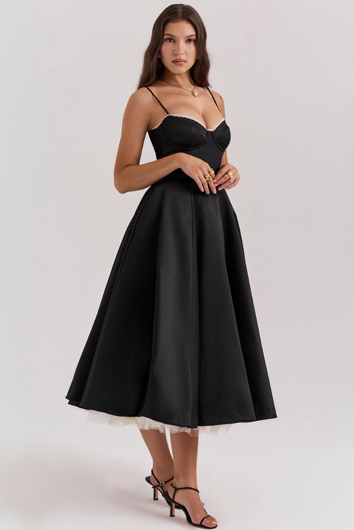 cindy tulle midi dress Cindy Midi- Black - L - Women's Fashion