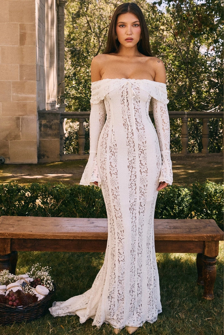 Georgette Lace Maxi- Ivory