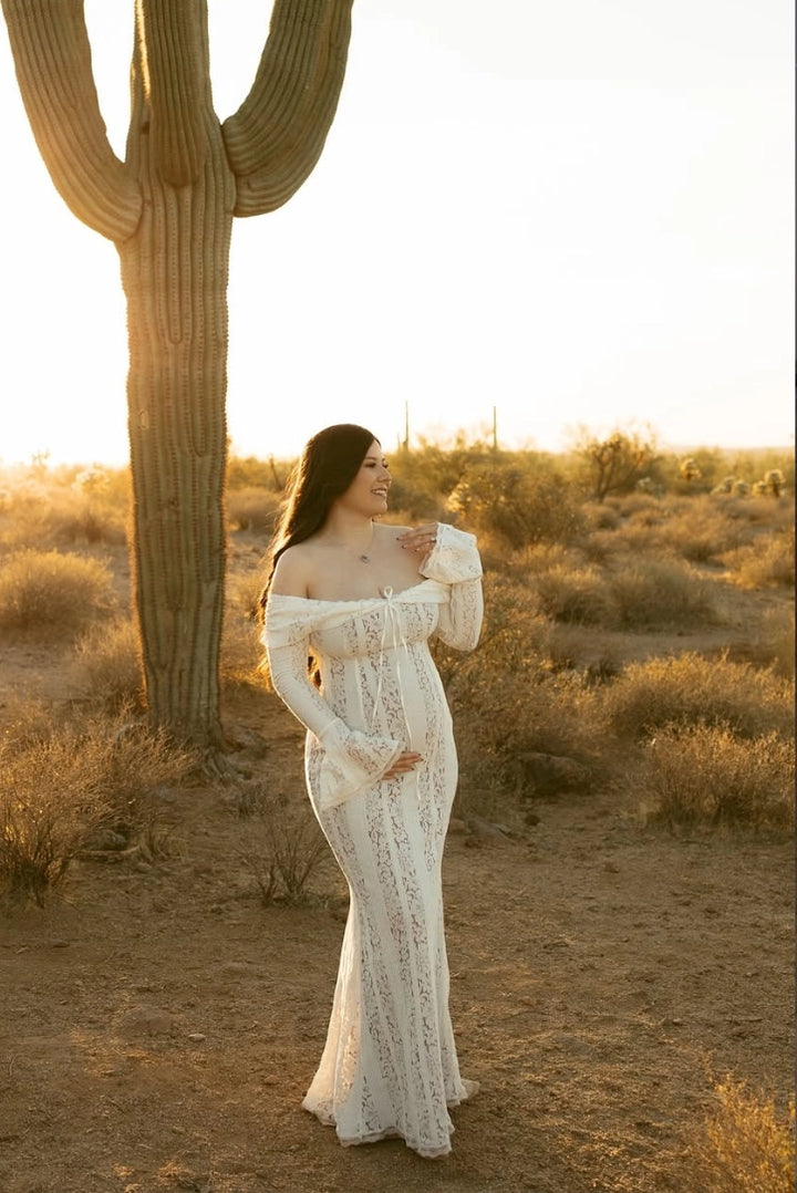 Georgette Lace Maxi- Ivory | Angel Lane Clothing Georgette Lace Maxi- Ivory | Angel Lane Clothing