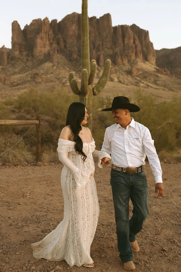 Georgette Lace Maxi- Ivory | Angel Lane Clothing