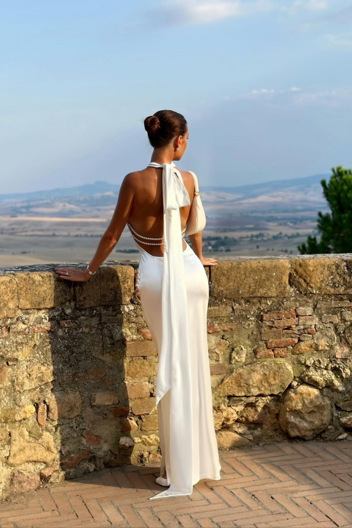 bellagio white pearl maxi dress Leya Pearl Maxi- White